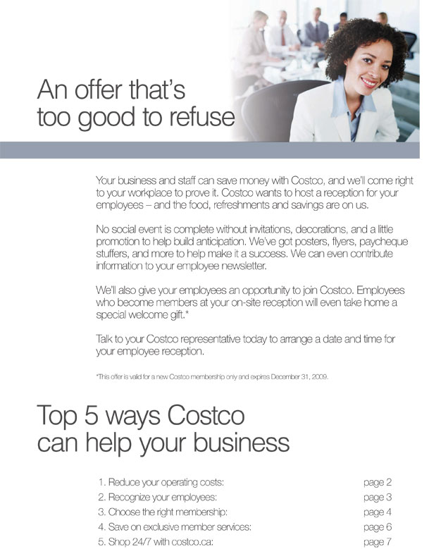Costco brochure copywriting sample