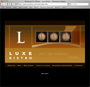 Luxe Bistro website, a sample of online marketing by pens4hire
